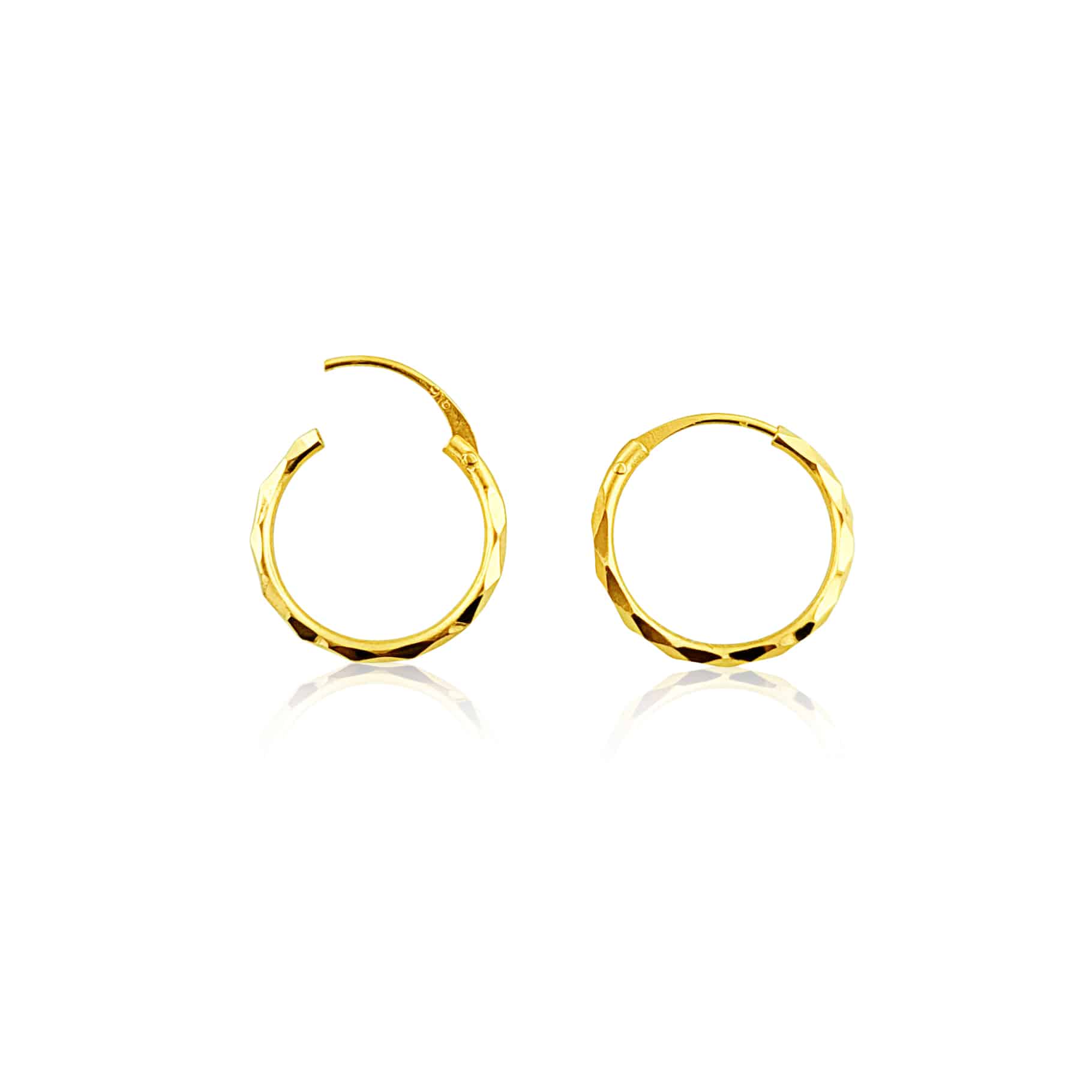 22k Diamond Cut Hoop Earrings 1.11g | OM Jewellers